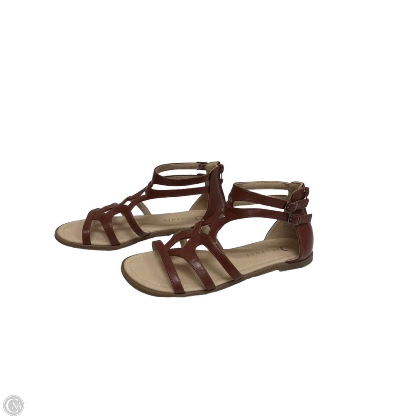 Sandals Flats By Journee In Brown, Size: 7