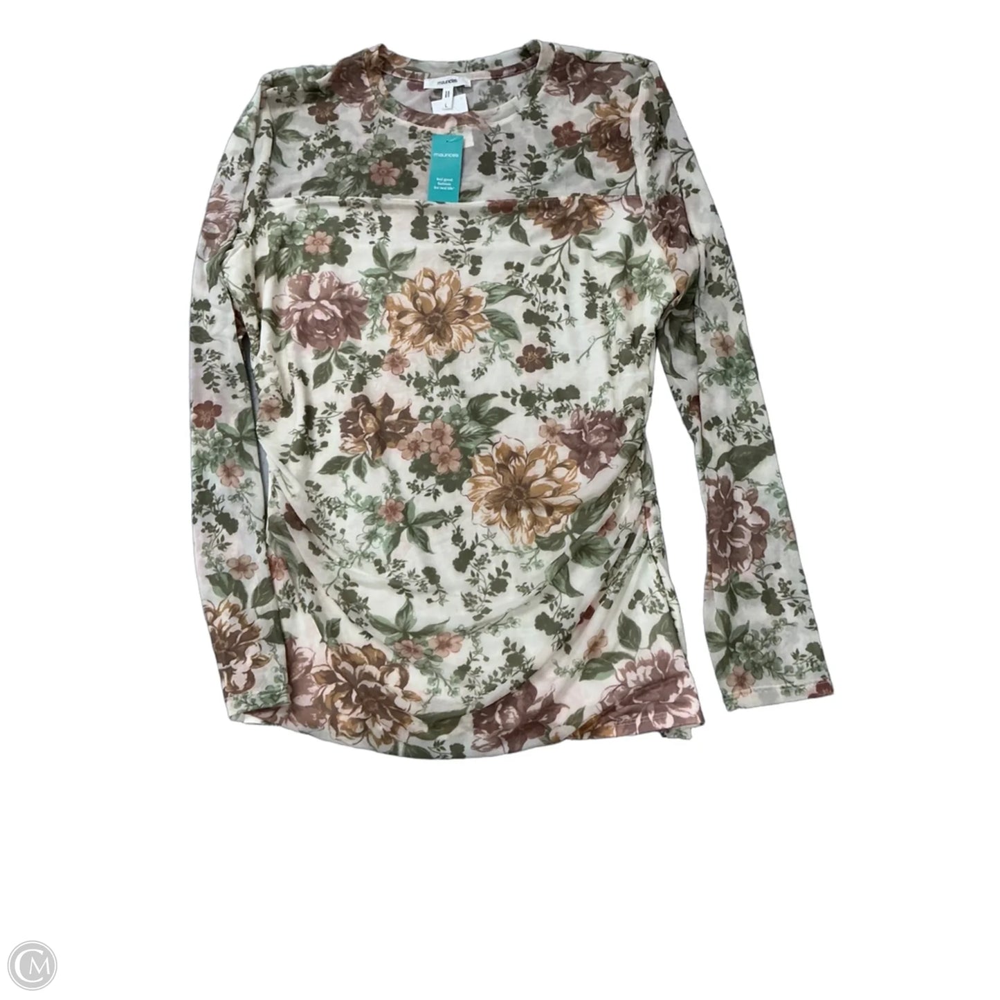 Top Long Sleeve By Maurices In Floral Print, Size: L