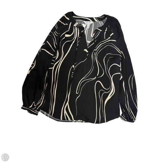 Top Long Sleeve By Nine West Apparel In Black & Cream, Size: L