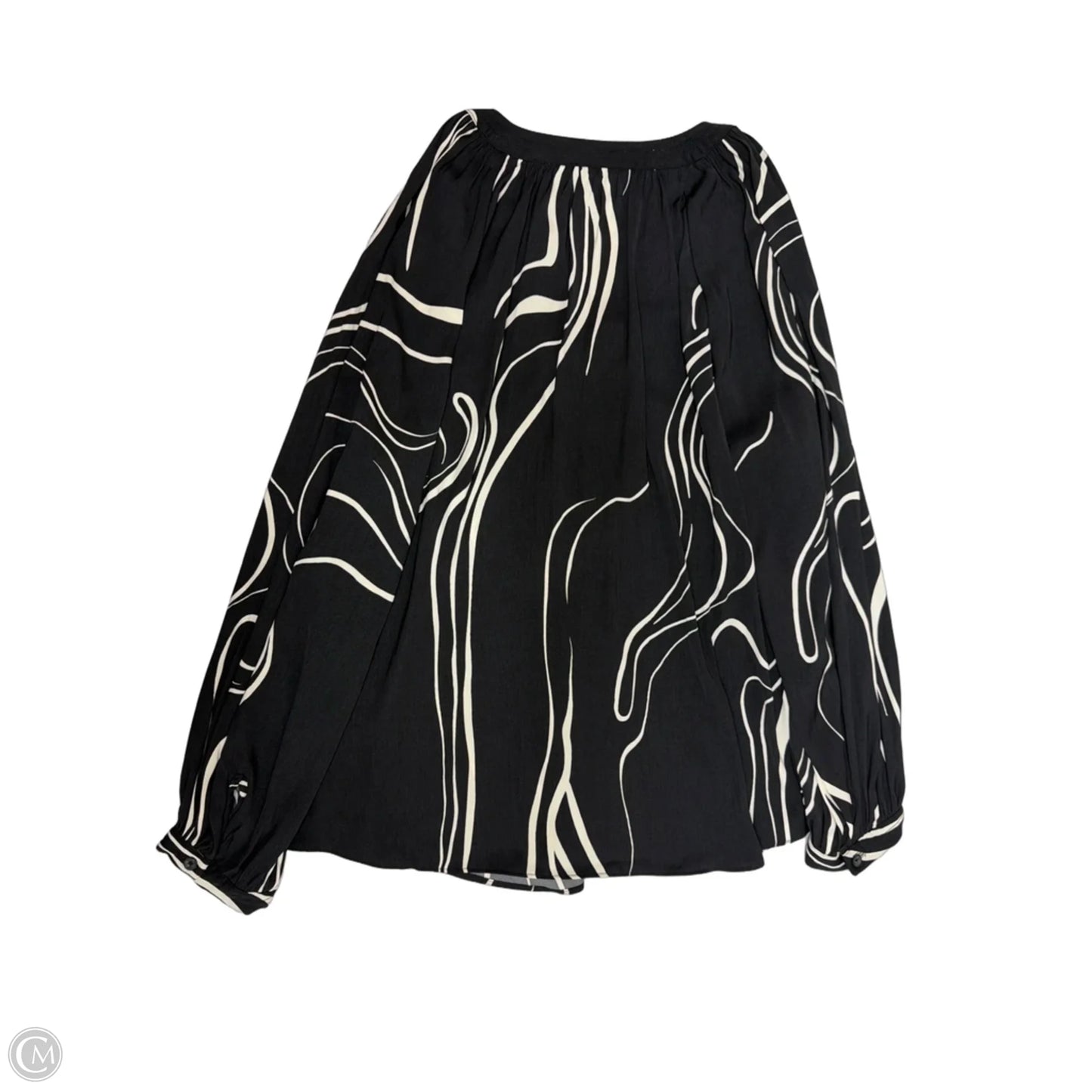 Top Long Sleeve By Nine West Apparel In Black & Cream, Size: L