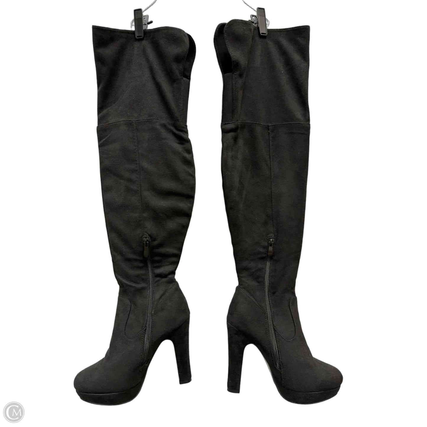 Boots Mid-calf Heels By Clothes Mentor In Black, Size: 7.5