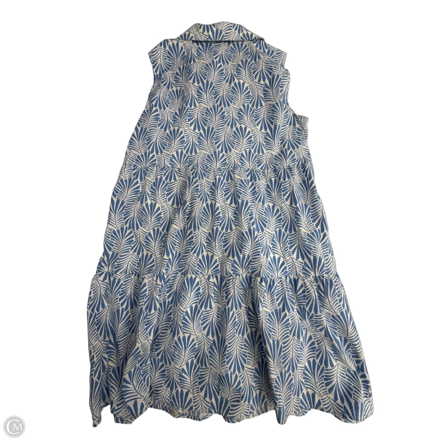Dress Casual Midi By Tahari In Blue & White, Size: L