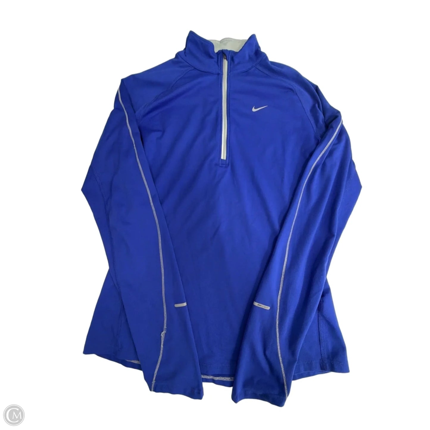 Athletic Top Long Sleeve Collar By Nike Apparel In Blue, Size: M
