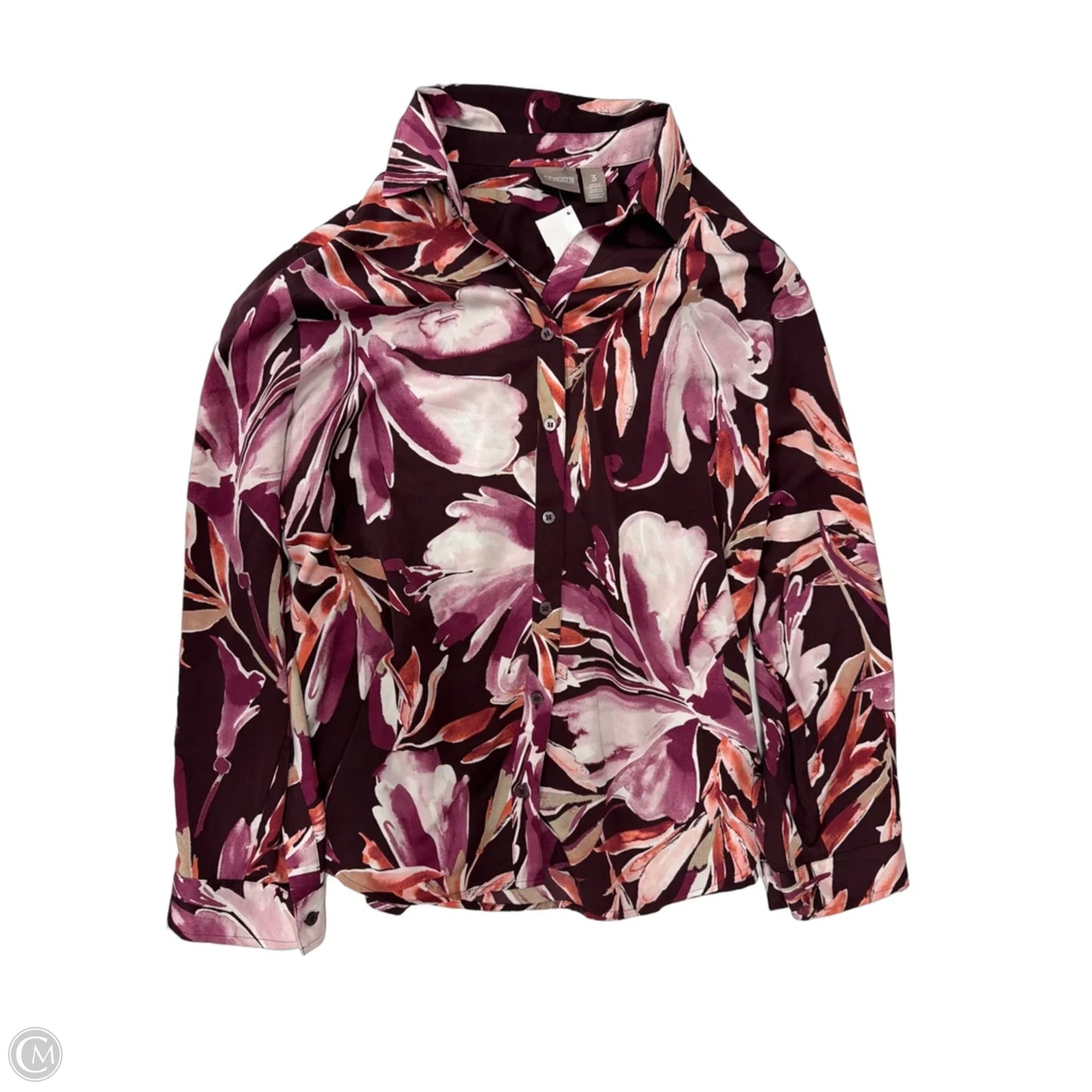 Top Long Sleeve By Chicos In Floral Print, Size: Xl