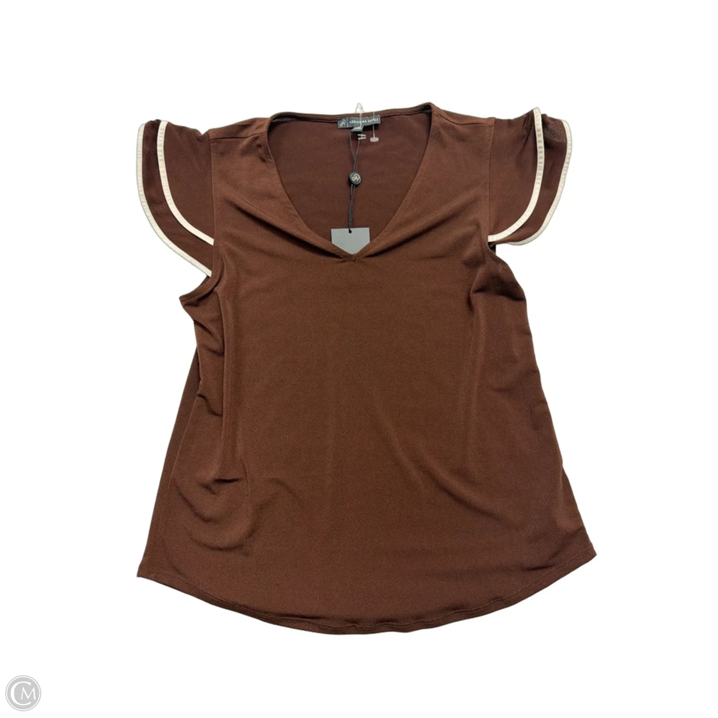 Top Short Sleeve By Adrianna Papell In Brown, Size: Xs
