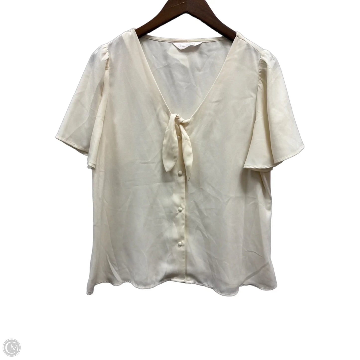 Top Short Sleeve By Lc Lauren Conrad In Cream, Size: L