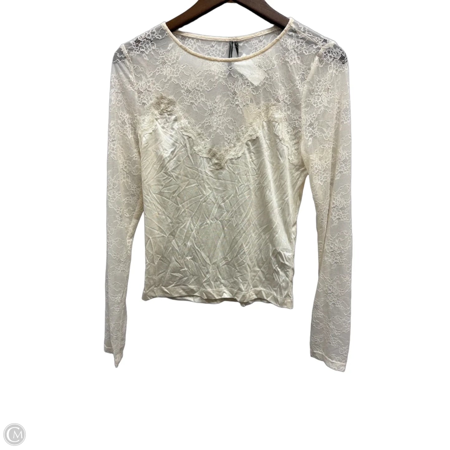 Top Long Sleeve By Anthropologie In Cream, Size: M