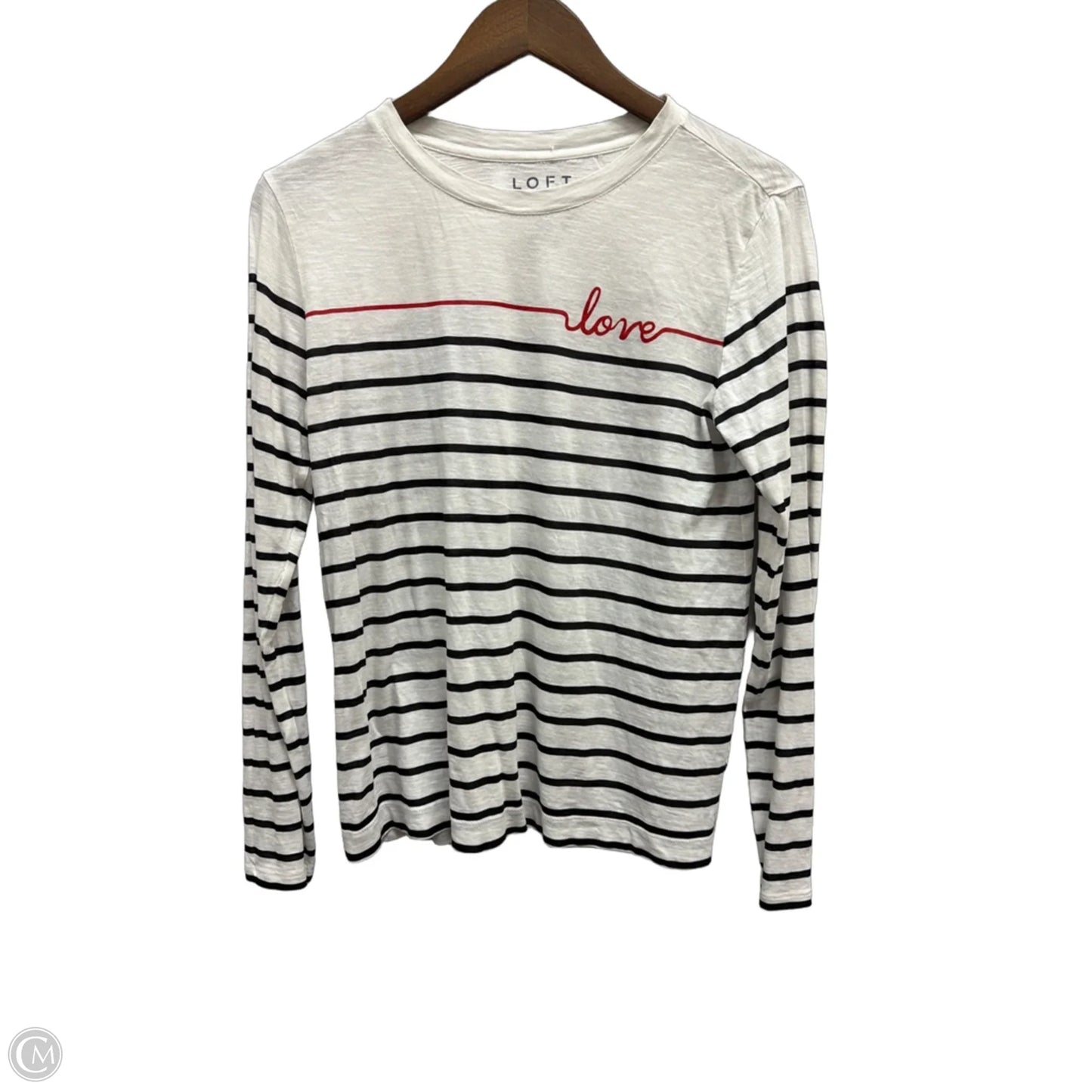 Top Long Sleeve By Loft In Striped Pattern, Size: M