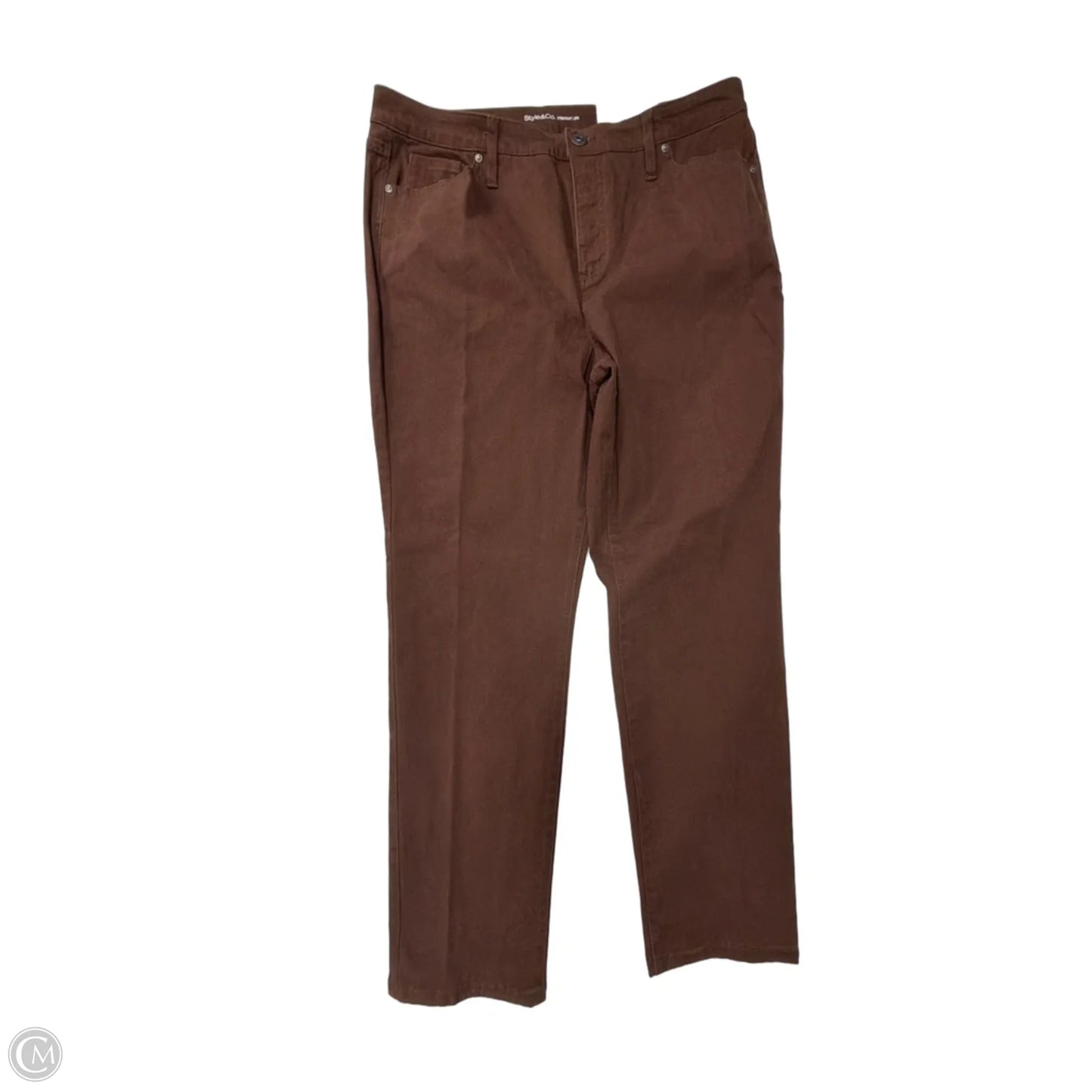 Jeans Straight By Style And Company In Brown Denim, Size: 16