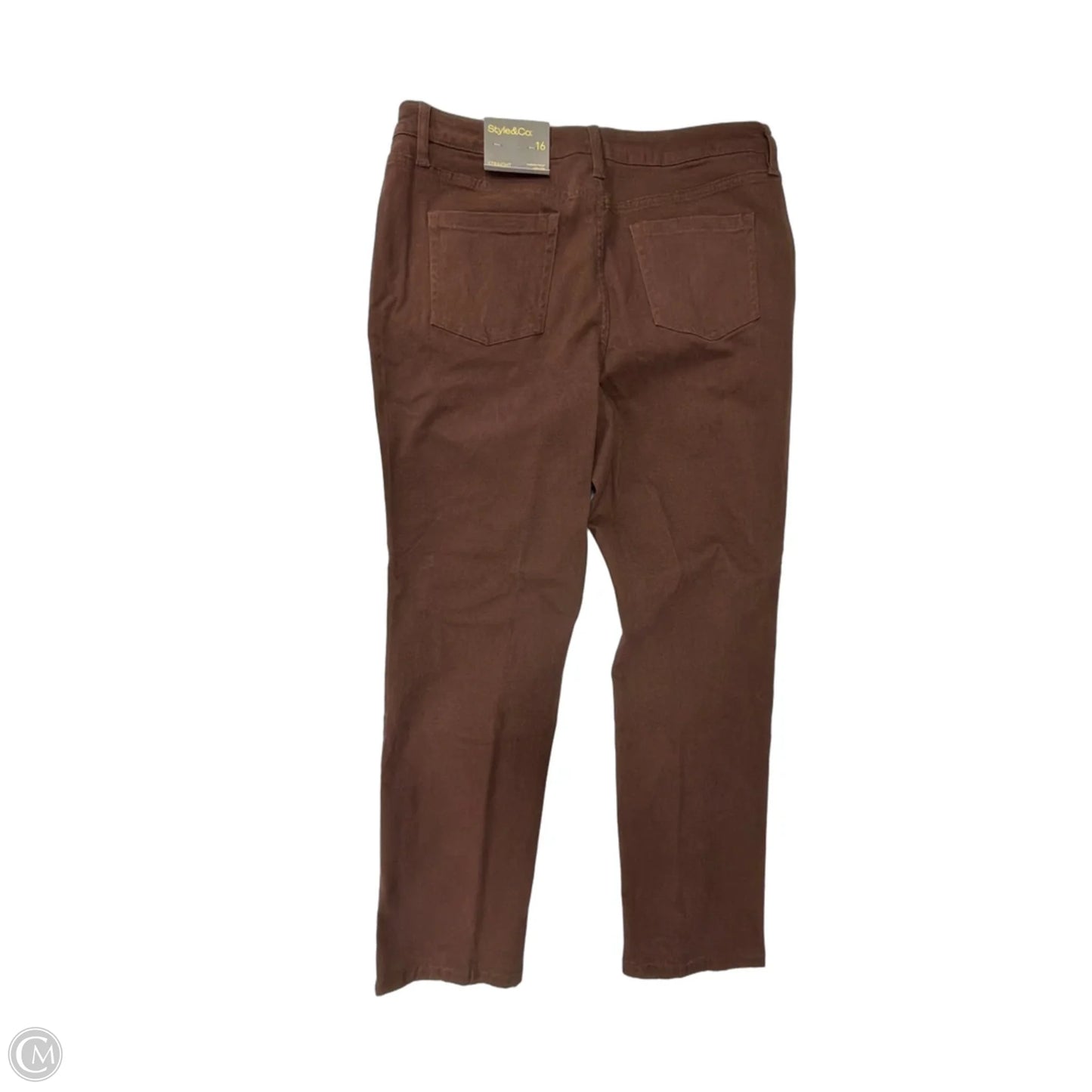 Jeans Straight By Style And Company In Brown Denim, Size: 16