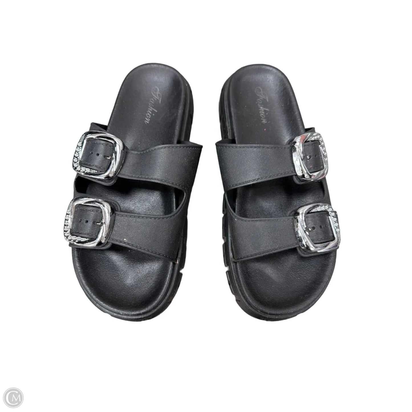 Sandals Flats By Clothes Mentor In Black, Size: 11