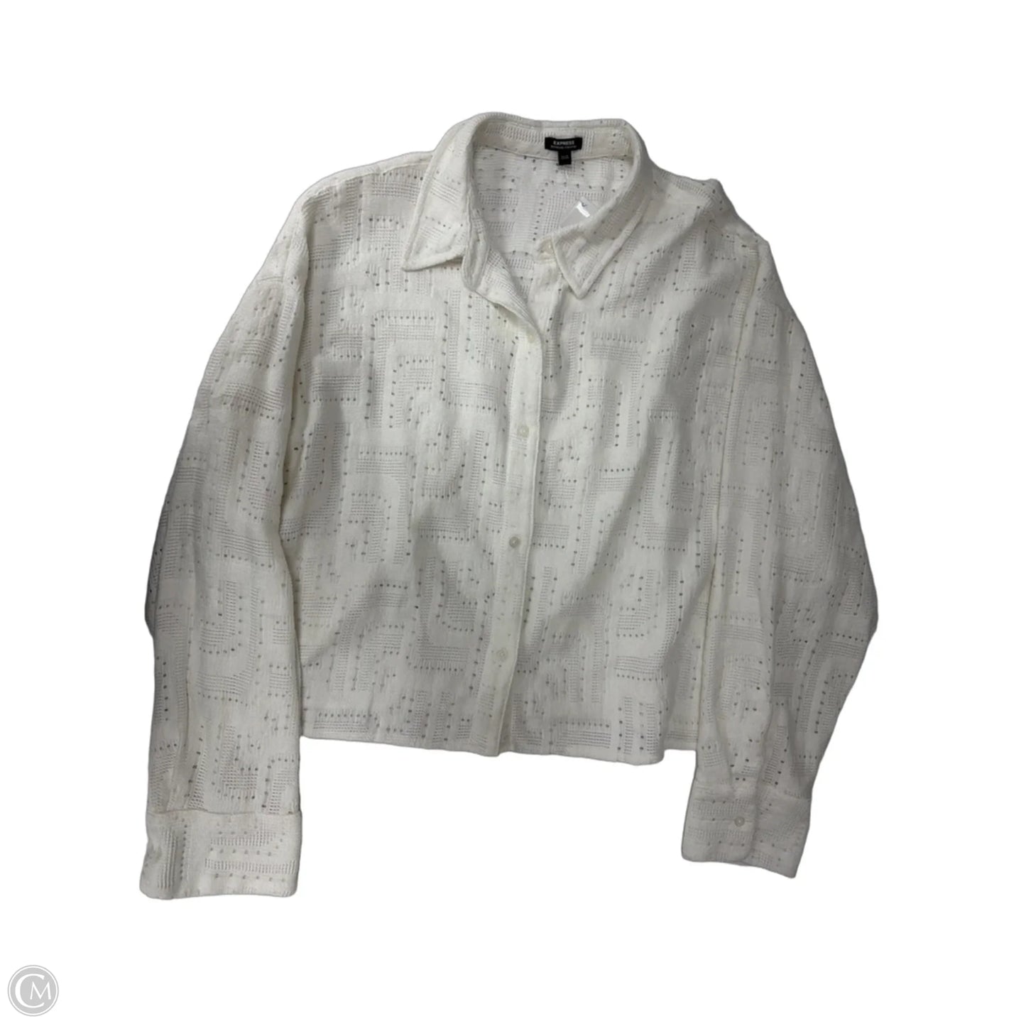 Top Long Sleeve By Express In White, Size: L