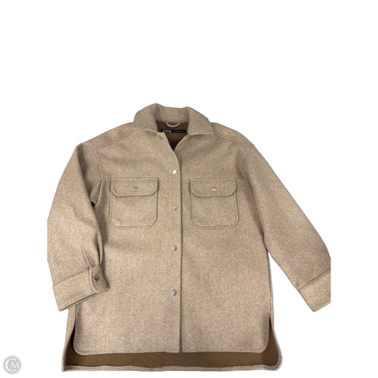 Jacket Shirt By Zara In Brown, Size: Xs