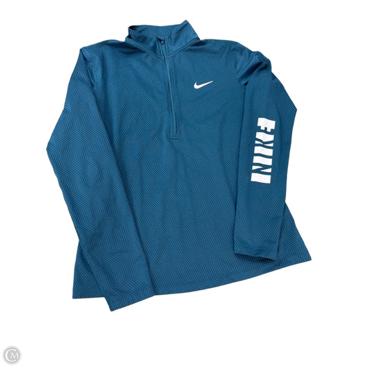 Athletic Top Long Sleeve Collar By Nike Apparel In Blue, Size: L