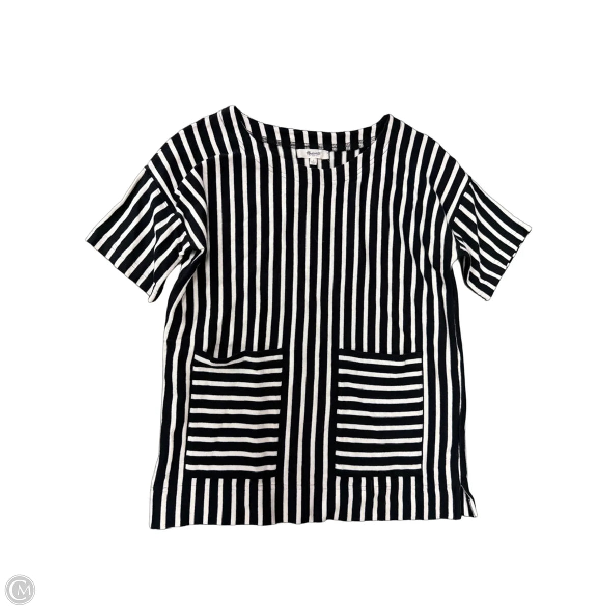 Top Short Sleeve By Madewell In Striped Pattern, Size: S