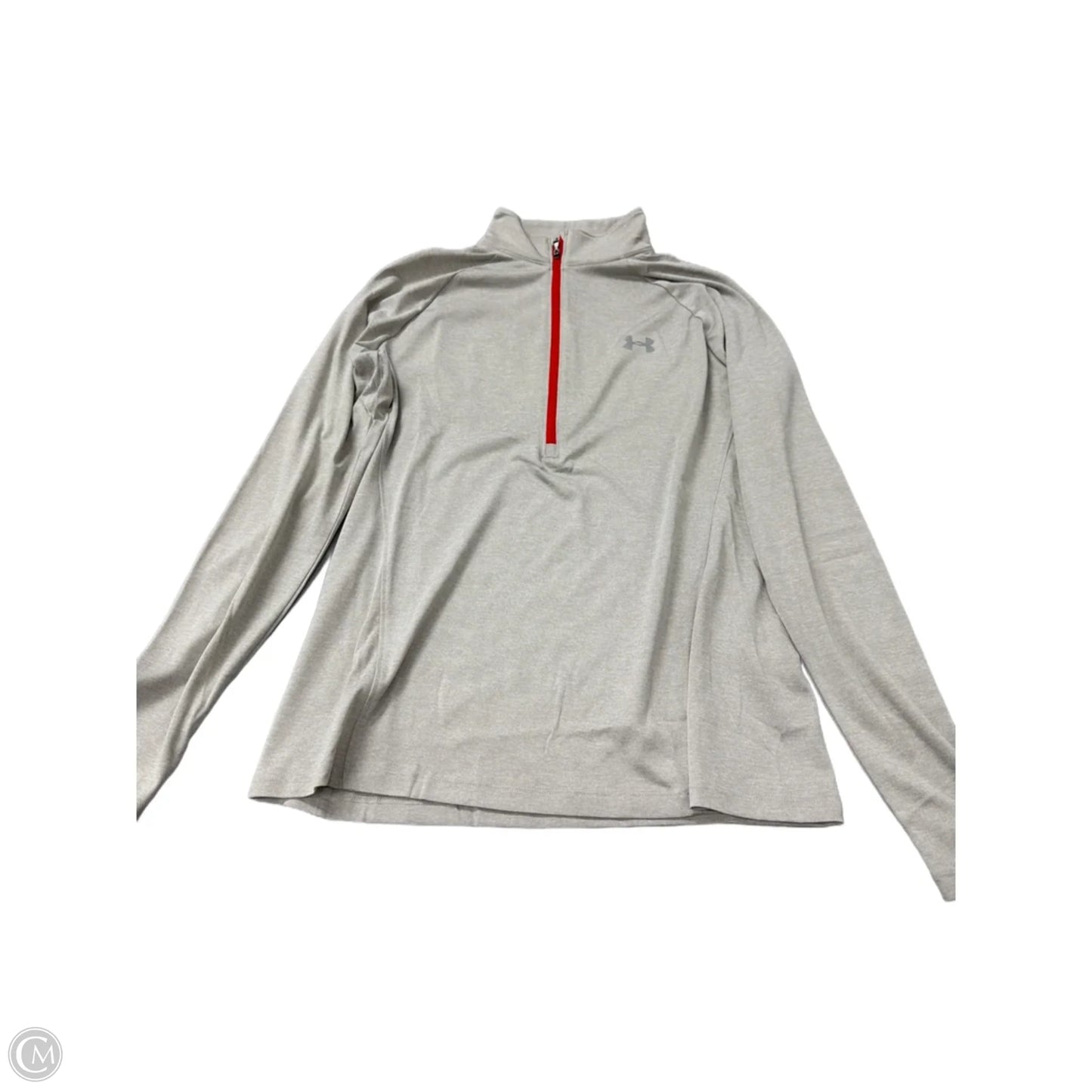 Athletic Top Long Sleeve Collar By Under Armour In Grey, Size: L