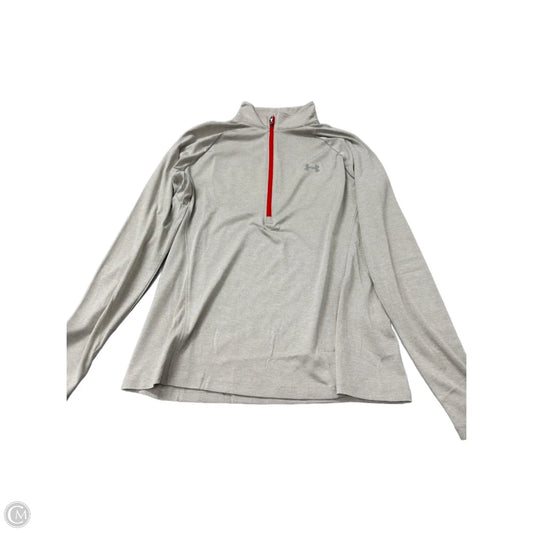 Athletic Top Long Sleeve Collar By Under Armour In Grey, Size: L