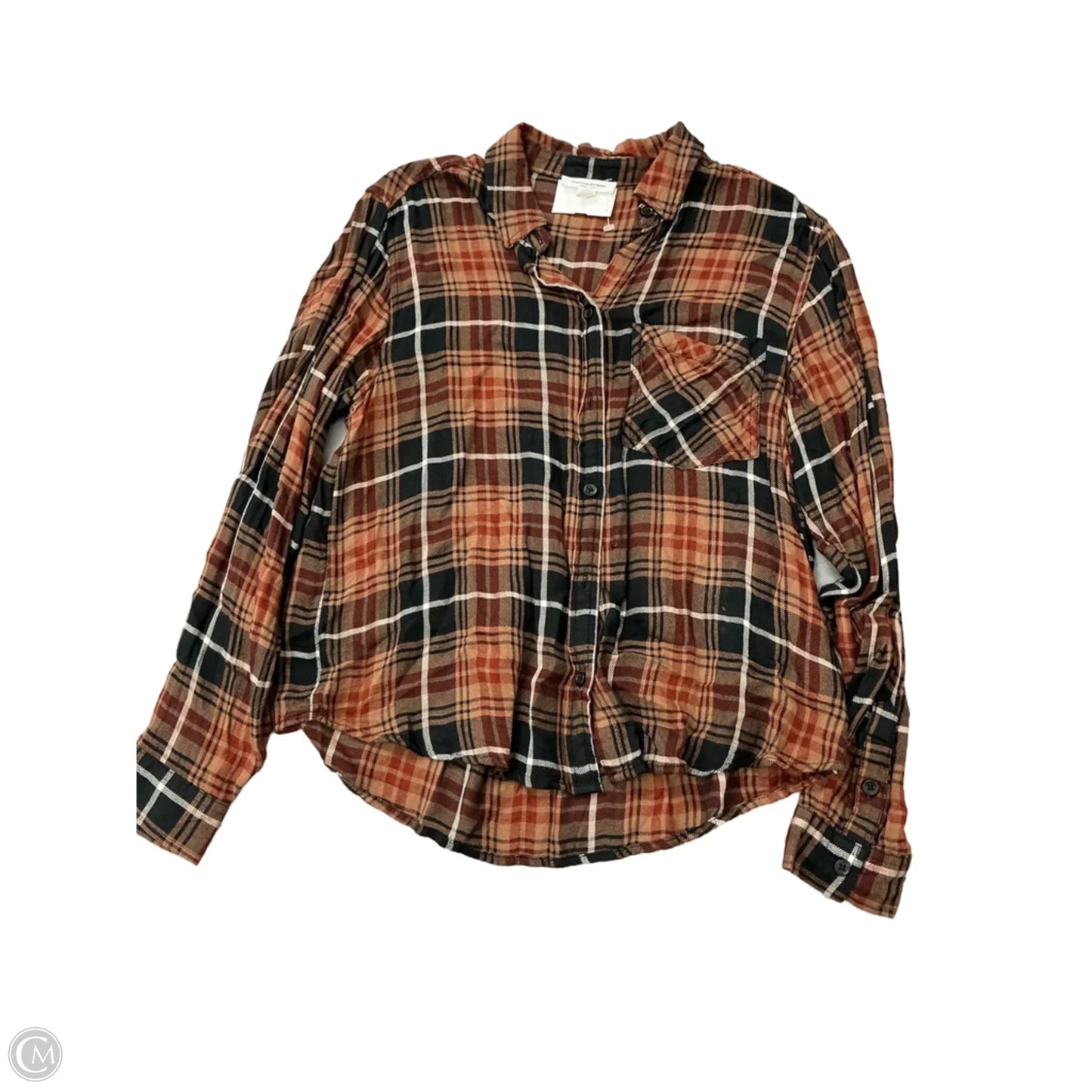Top Long Sleeve By Beachlunchlounge In Plaid Pattern, Size: M