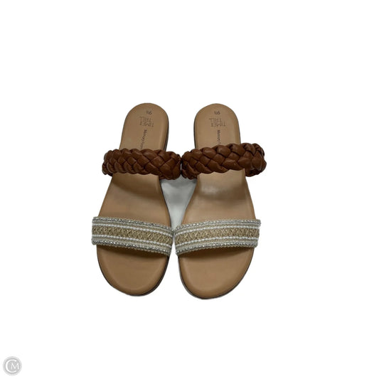 Sandals Flats By Time And Tru In Brown & Cream, Size: 9.5