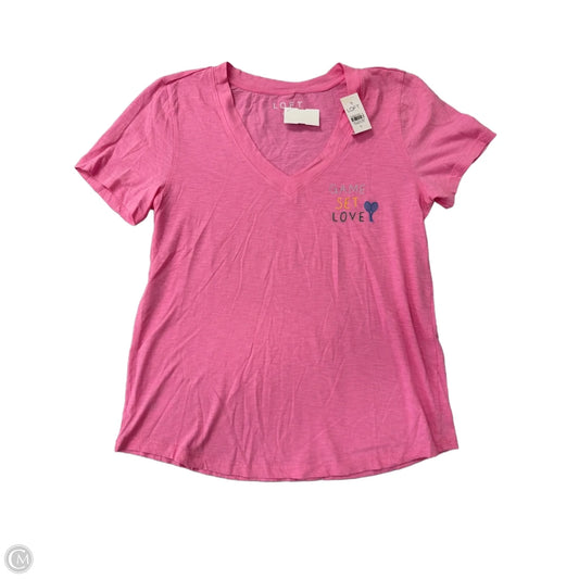 Top Short Sleeve By Loft In Pink, Size: S
