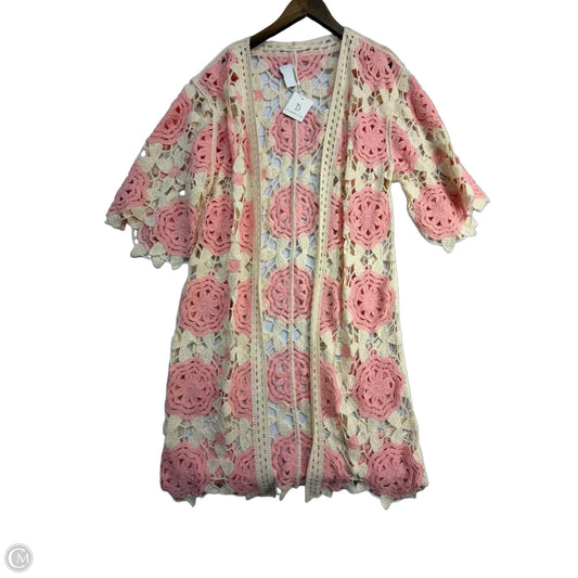 Cardigan By Do Everything In Love In Cream & Pink, Size: Osfm