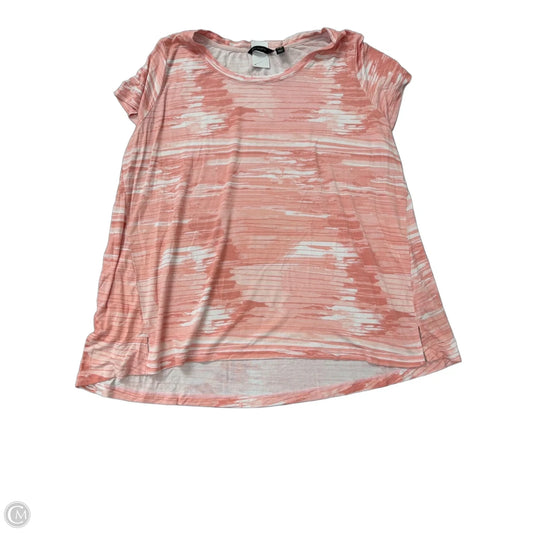 Top Short Sleeve By H For Halston In Pink & White, Size: 1x