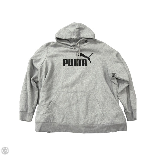 Athletic Sweatshirt Hoodie By Puma In Grey, Size: 3x