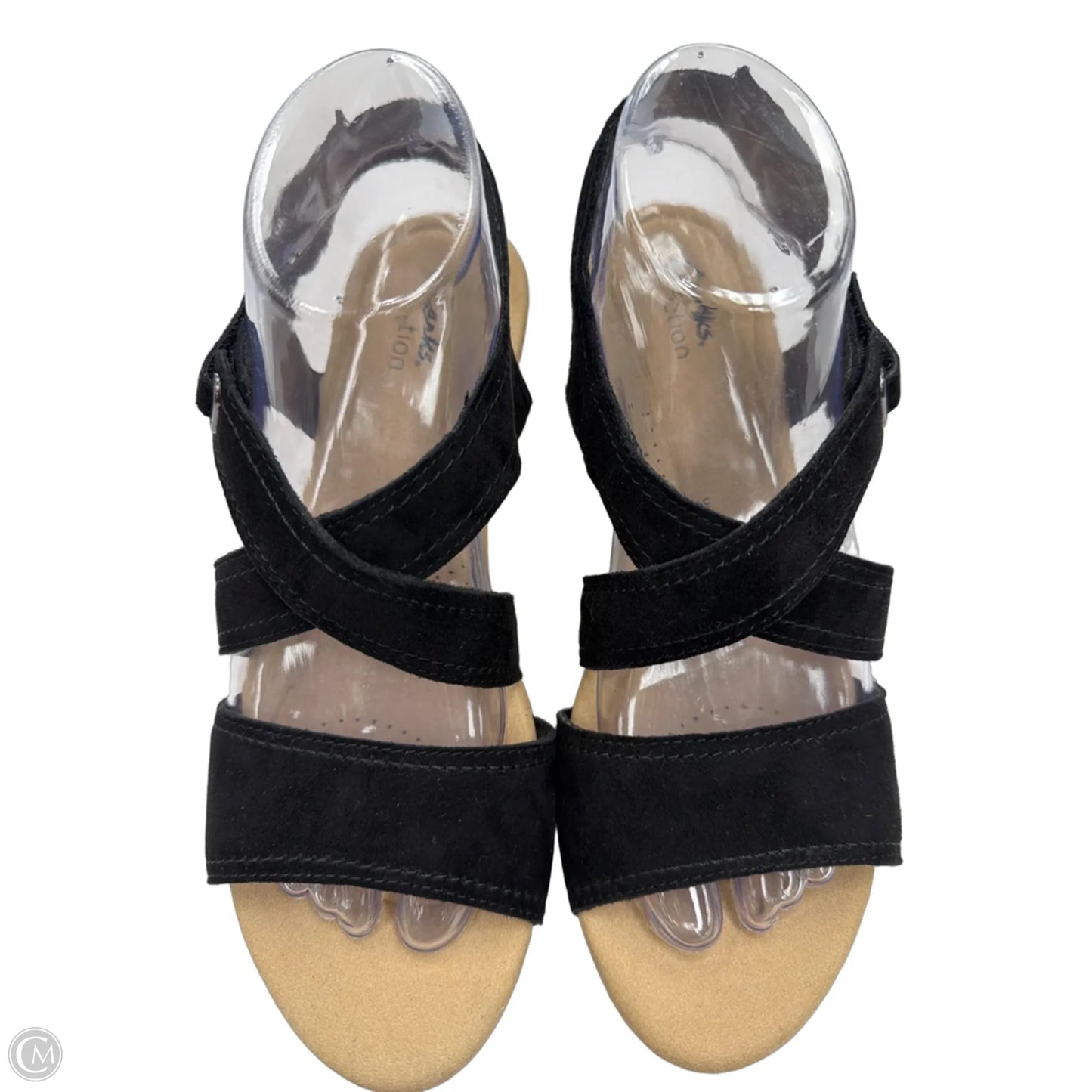 Sandals Heels Wedge By Clarks In Black, Size: 8