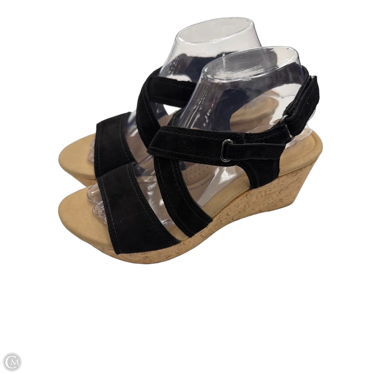 Sandals Heels Wedge By Clarks In Black, Size: 8