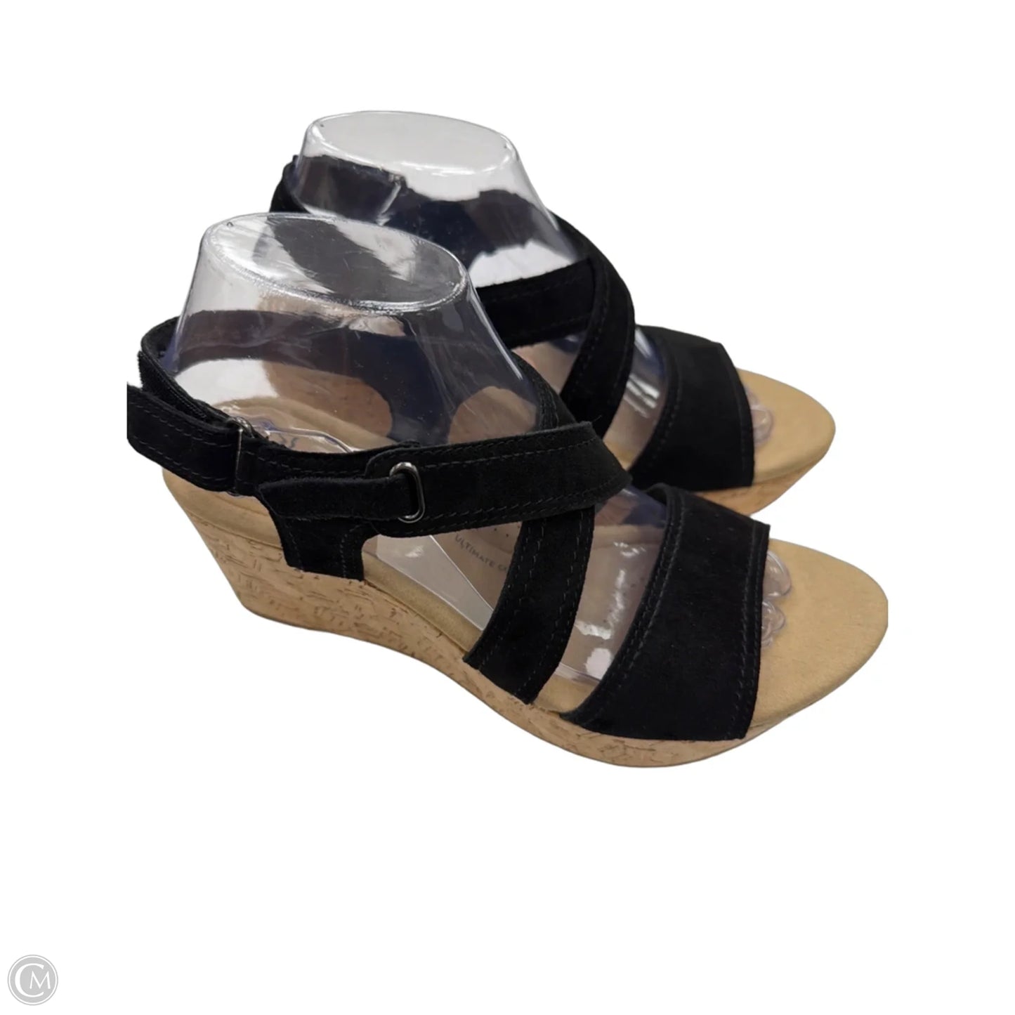Sandals Heels Wedge By Clarks In Black, Size: 8