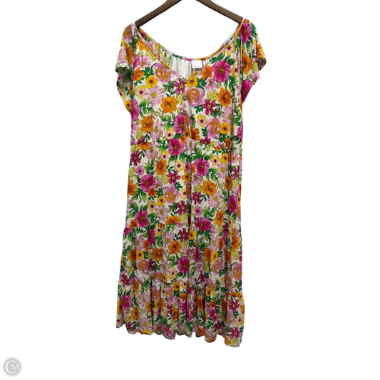 Dress Casual Midi By Luna in Floral Print, Size: 2x