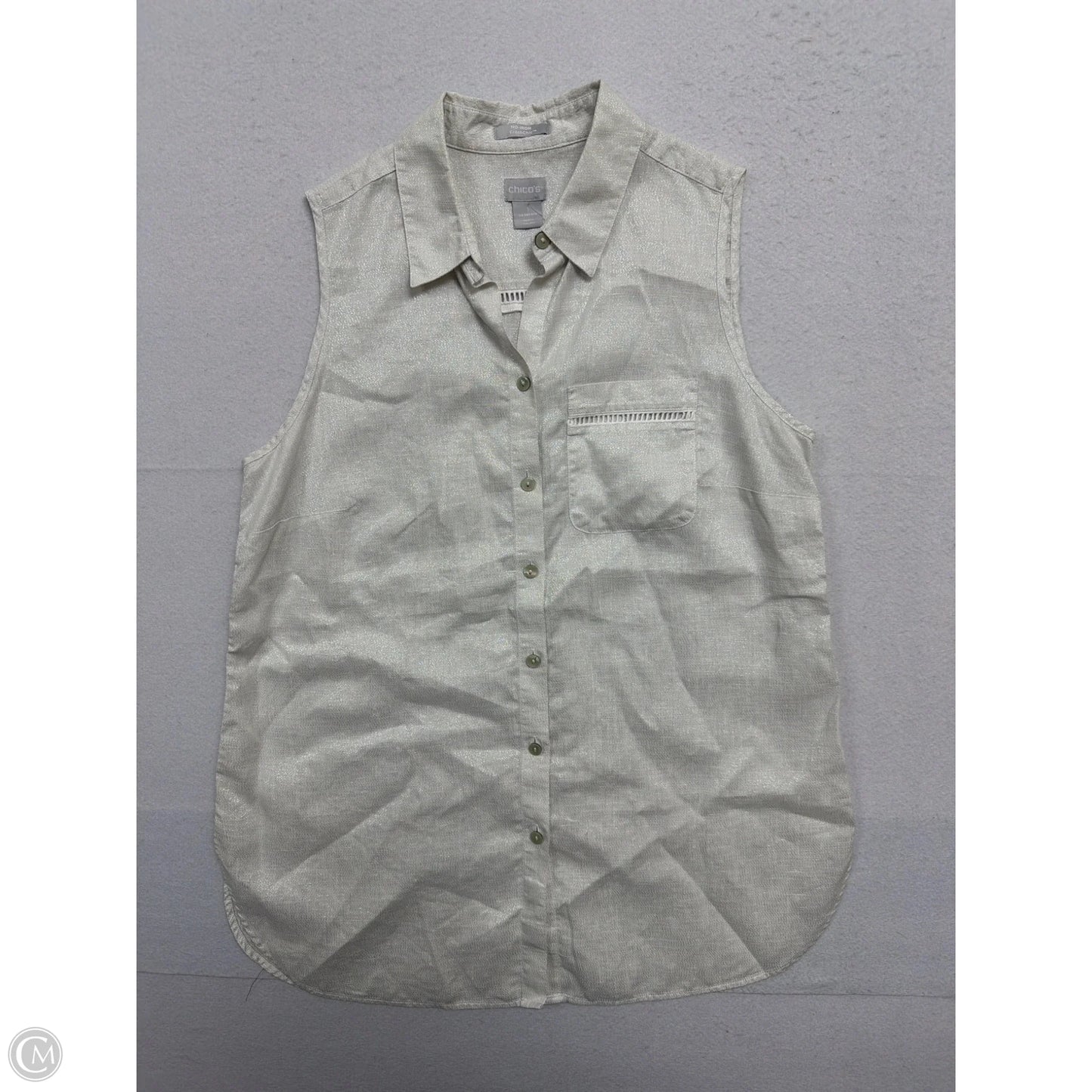Top Sleeveless By Chicos In Silver, Size: M