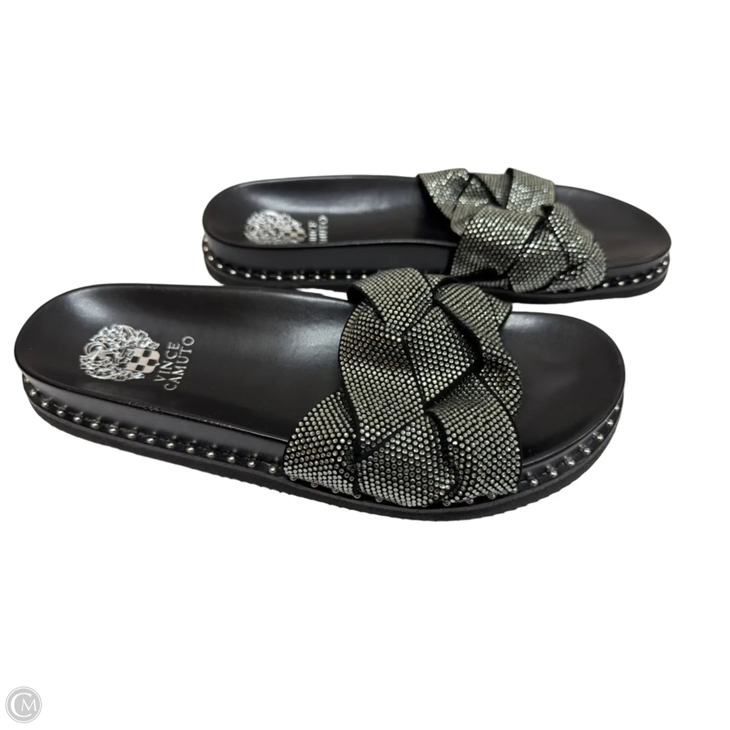 Sandals Flats By Vince Camuto In Black & Silver, Size: 9.5