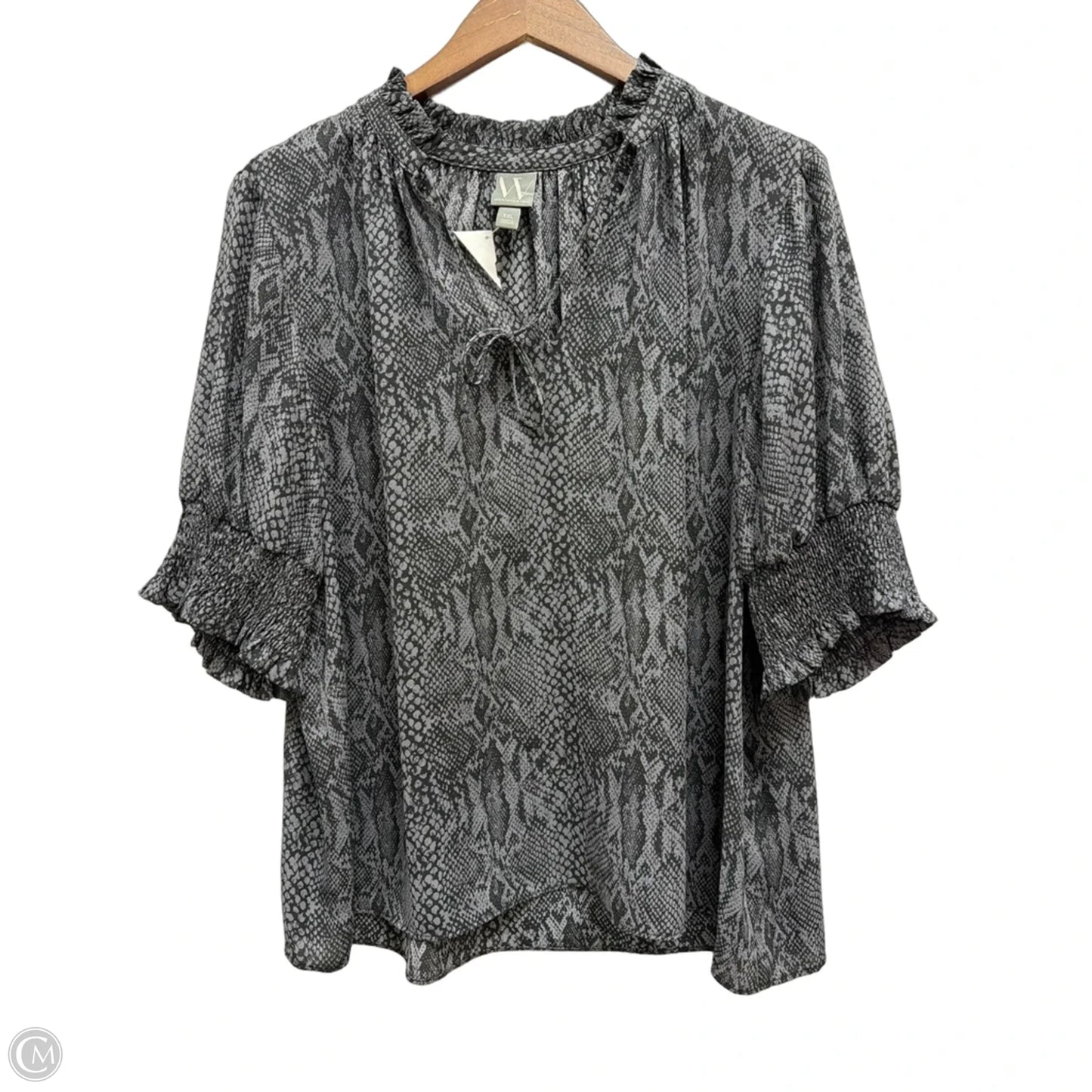 Top Short Sleeve By Worthington In Snakeskin Print, Size: 1x