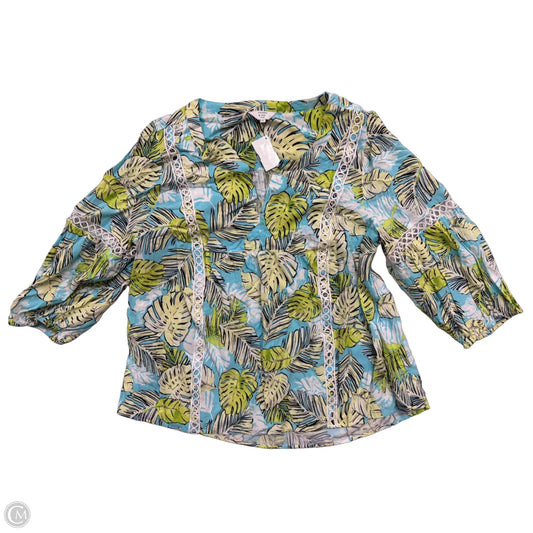 Top 3/4 Sleeve By Crown And Ivy In Tropical Print, Size: 1x