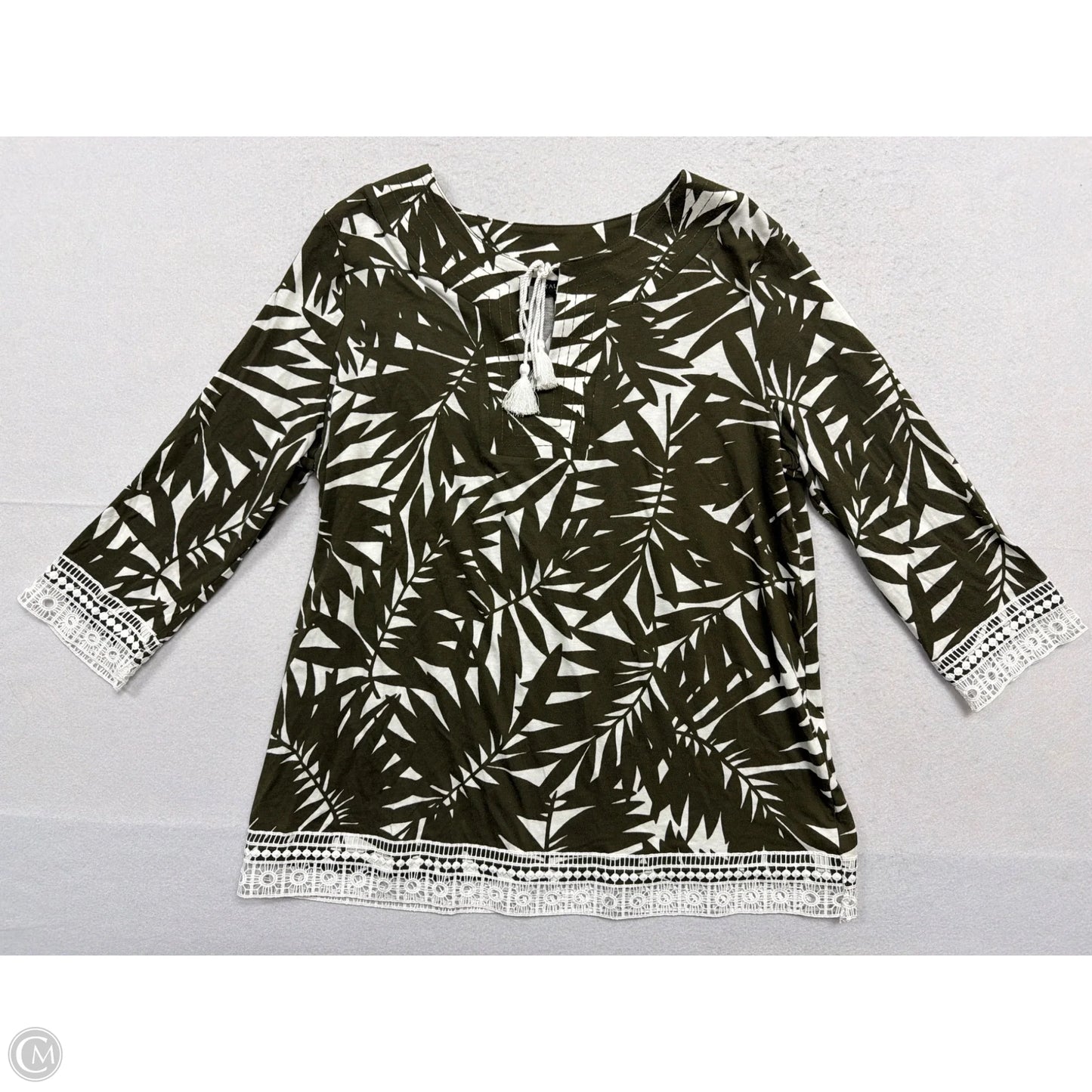 Top 3/4 Sleeve By Talbots In Tropical Print, Size: Xl