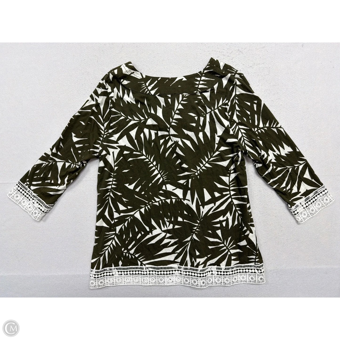 Top 3/4 Sleeve By Talbots In Tropical Print, Size: Xl