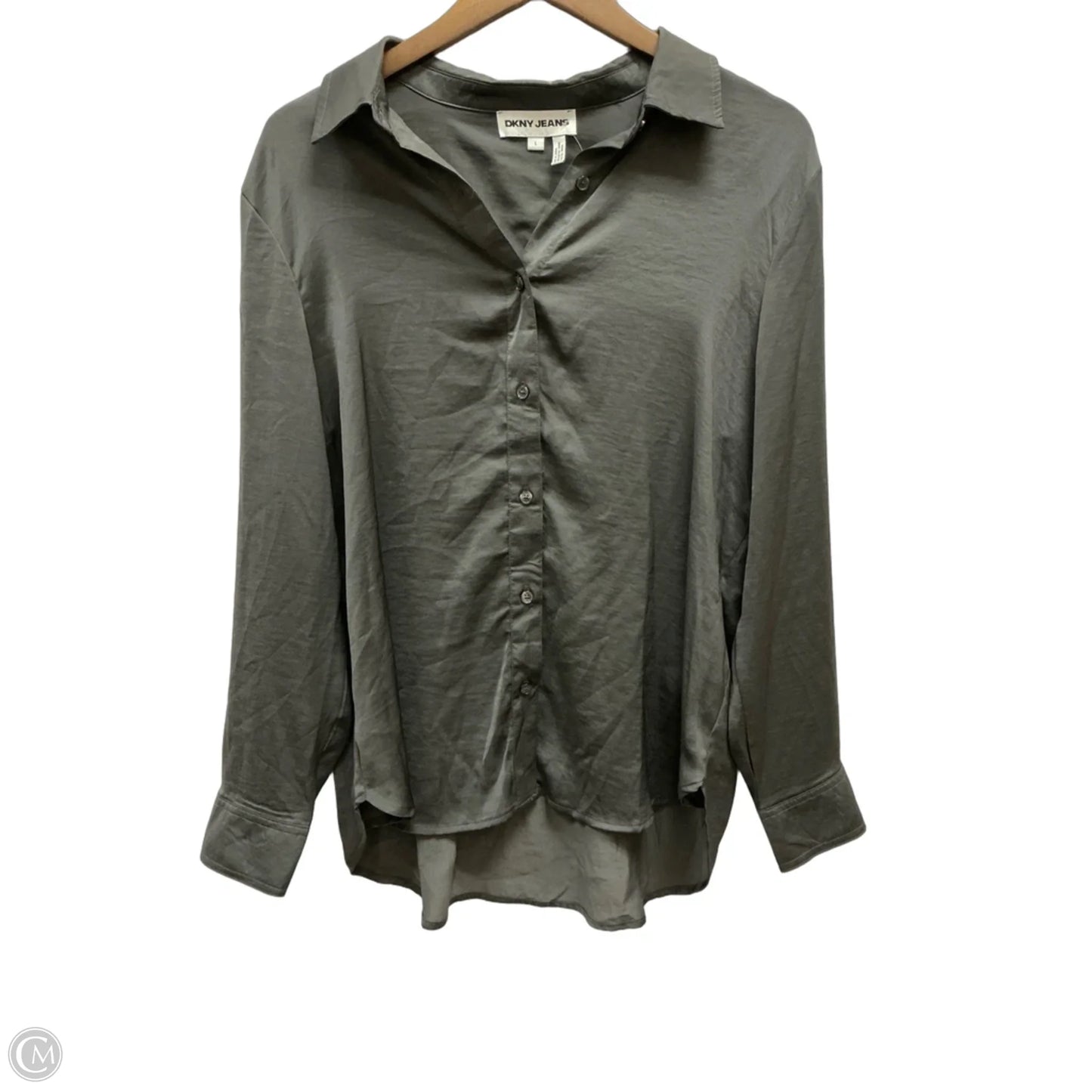 Top Long Sleeve By Dkny In Grey, Size: L