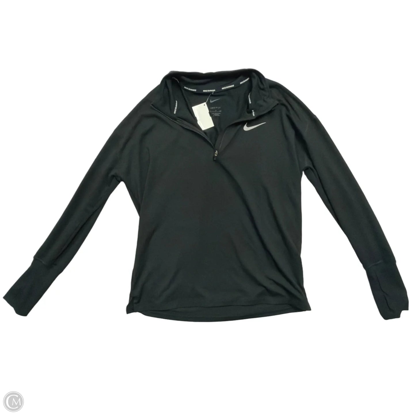 Athletic Top Long Sleeve Collar By Nike Apparel In Black, Size: S