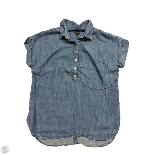 Top Short Sleeve By Talbots In Blue Denim, Size: L