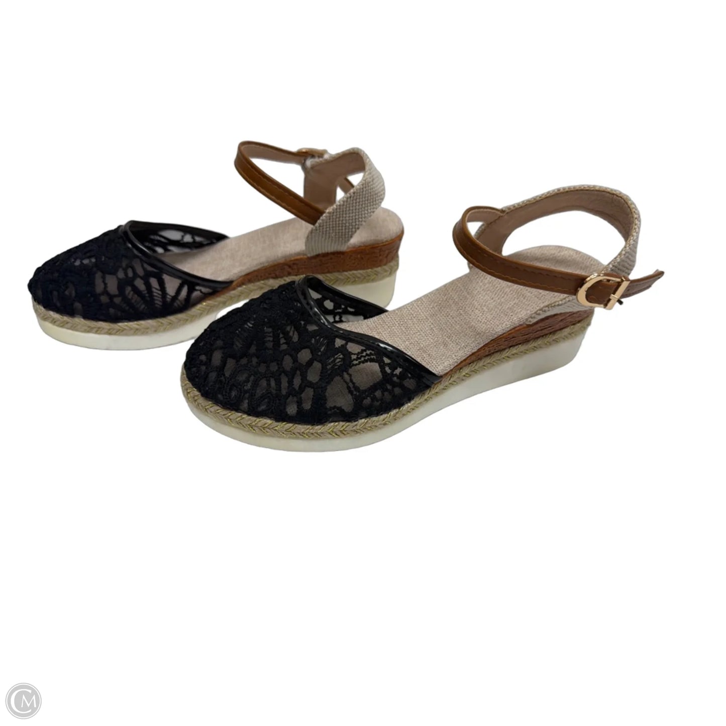 Sandals Flats By Clothes Mentor In Black, Size: 7
