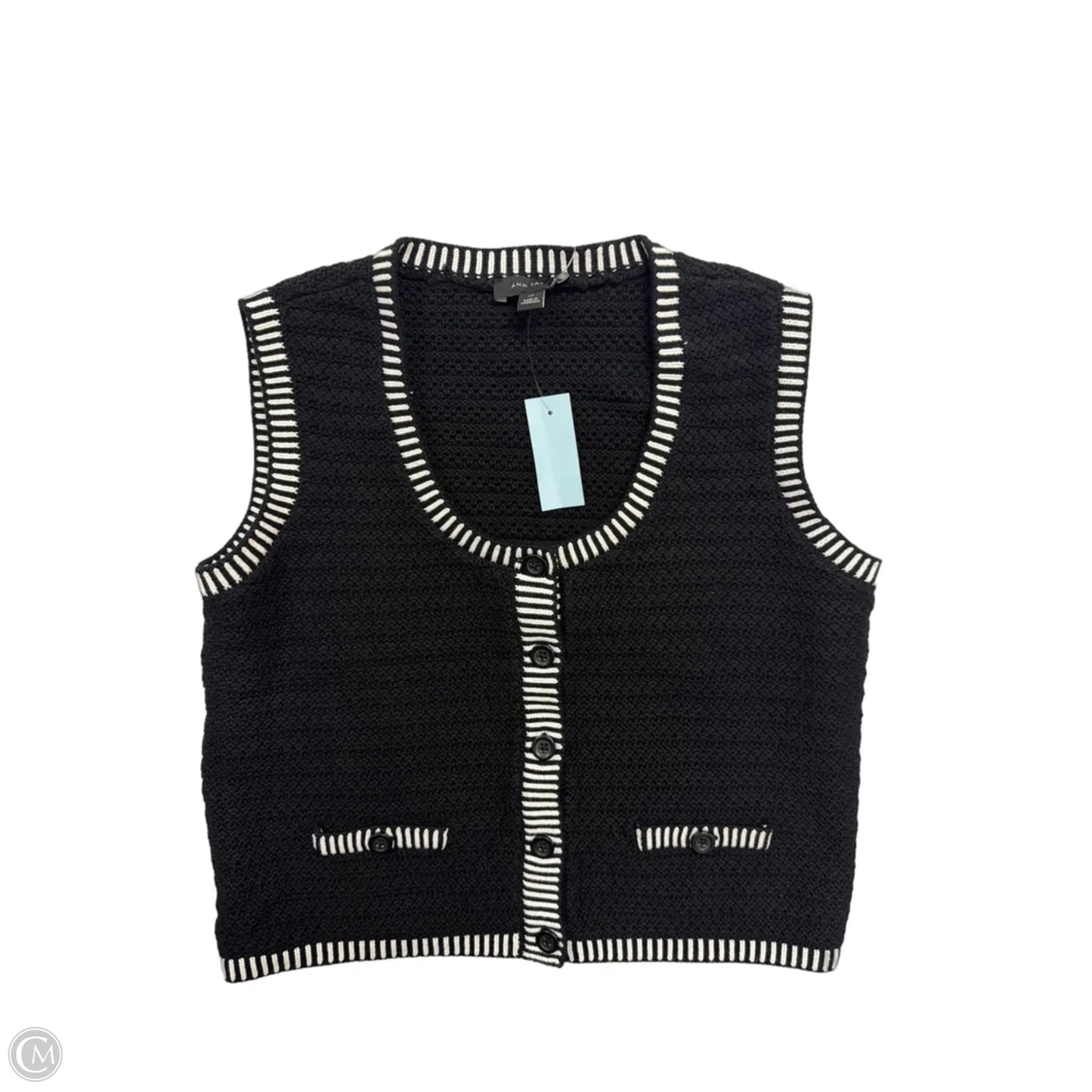 Vest Sweater By Ann Taylor In Black & White, Size: Lp