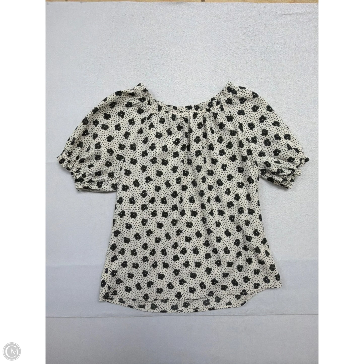 Top Short Sleeve By Ann Taylor In Black & Cream, Size: M