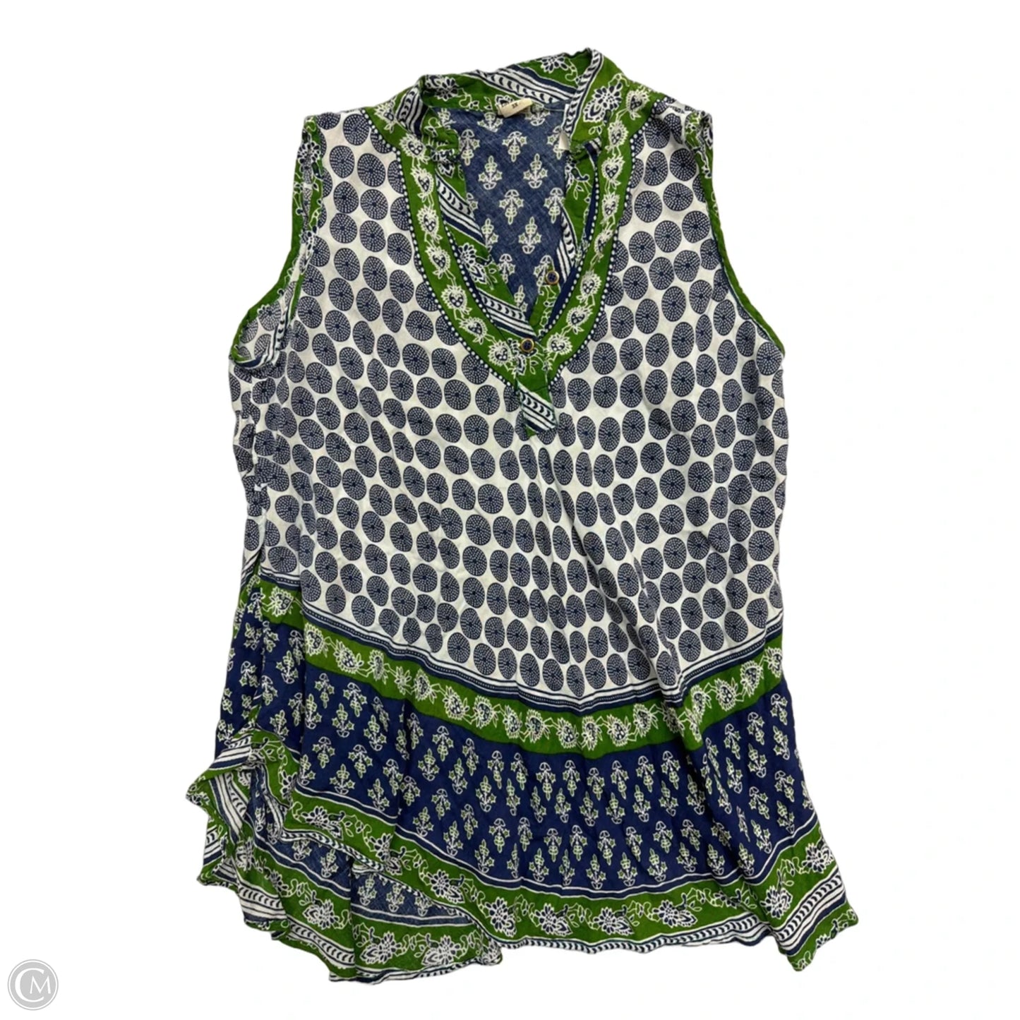 Top Sleeveless By Clothes Mentor In Blue & Green, Size: 3x