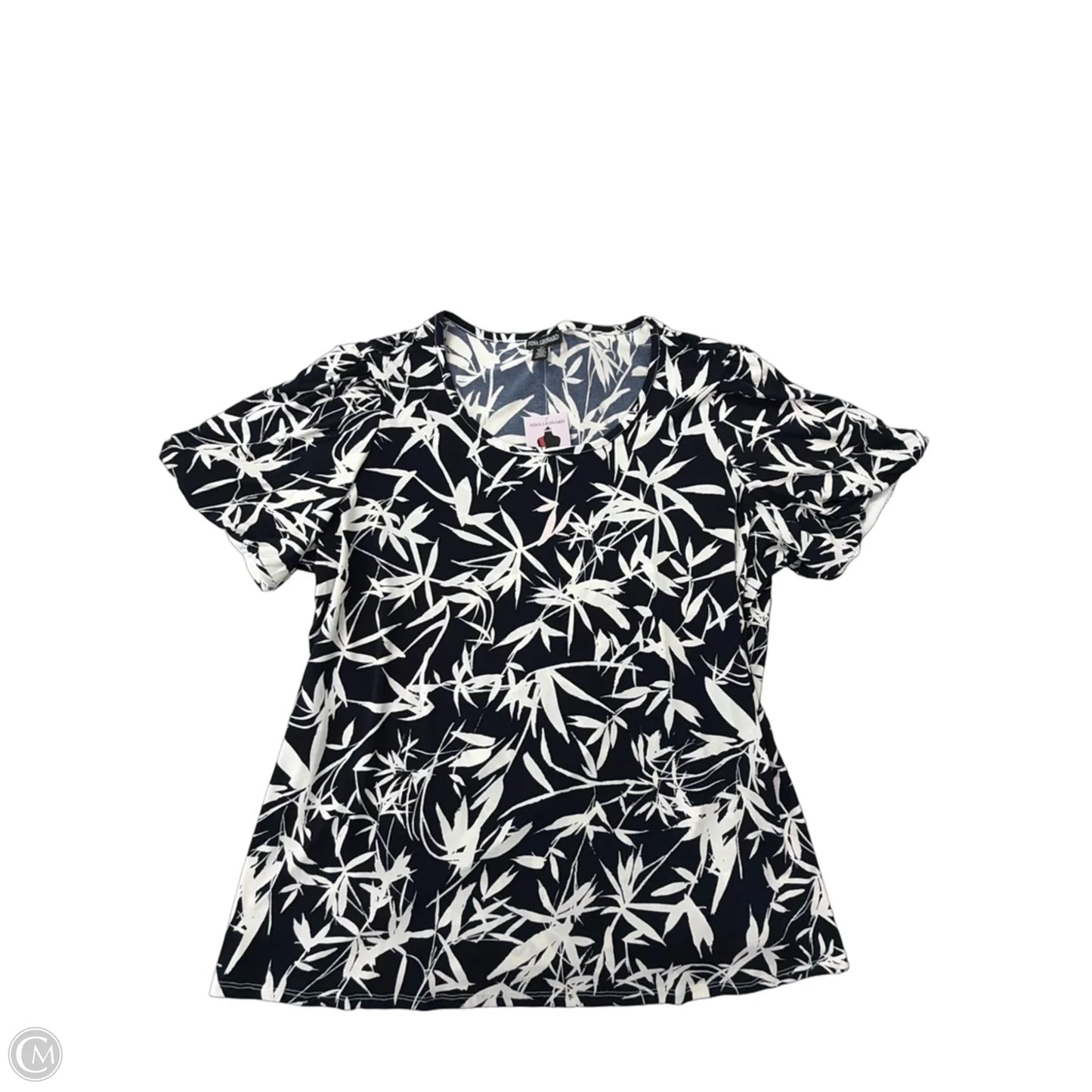 Top Short Sleeve By Nina Leonard In Blue & White, Size: 2x