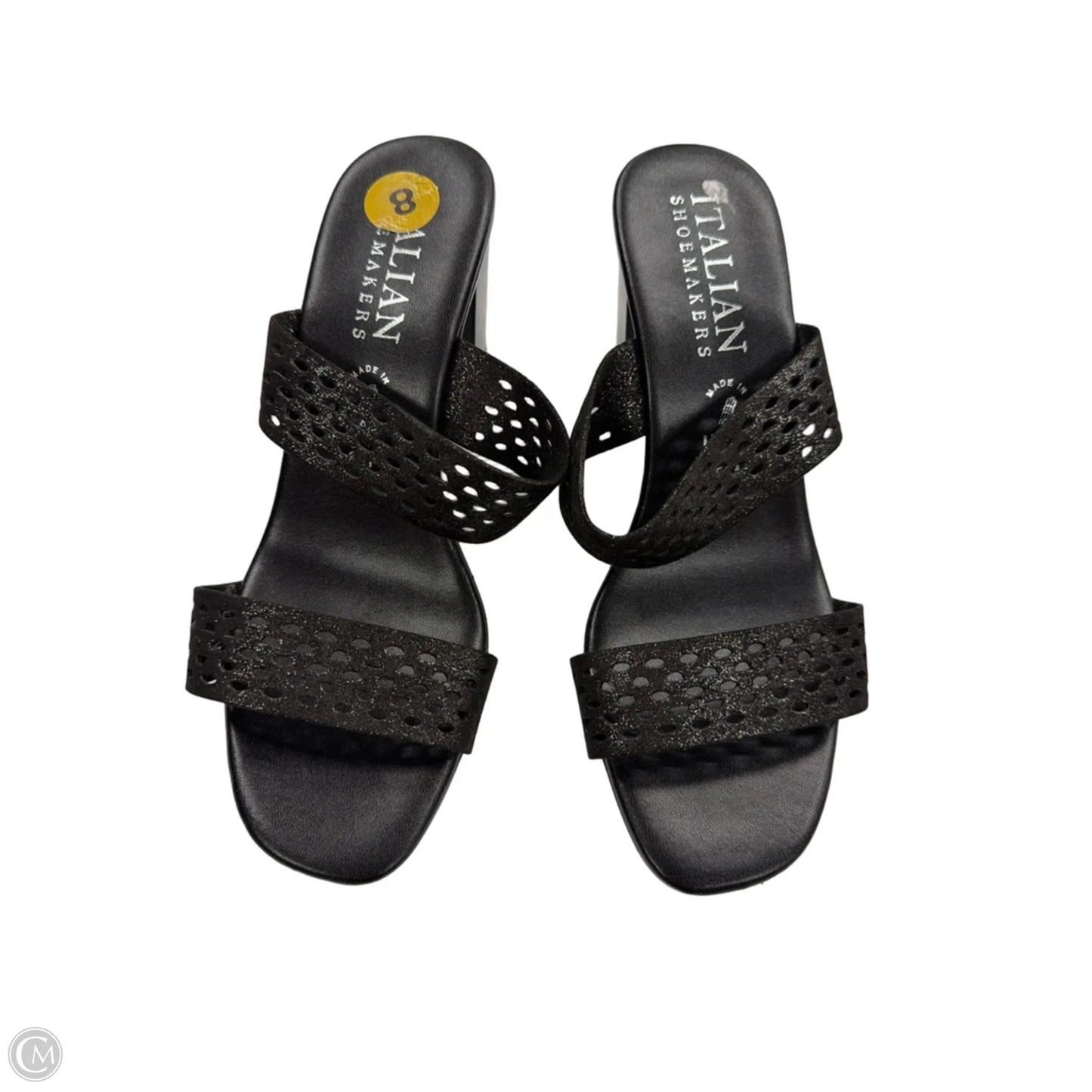 Sandals Heels Block By Italian Shoemakers In Black, Size: 8