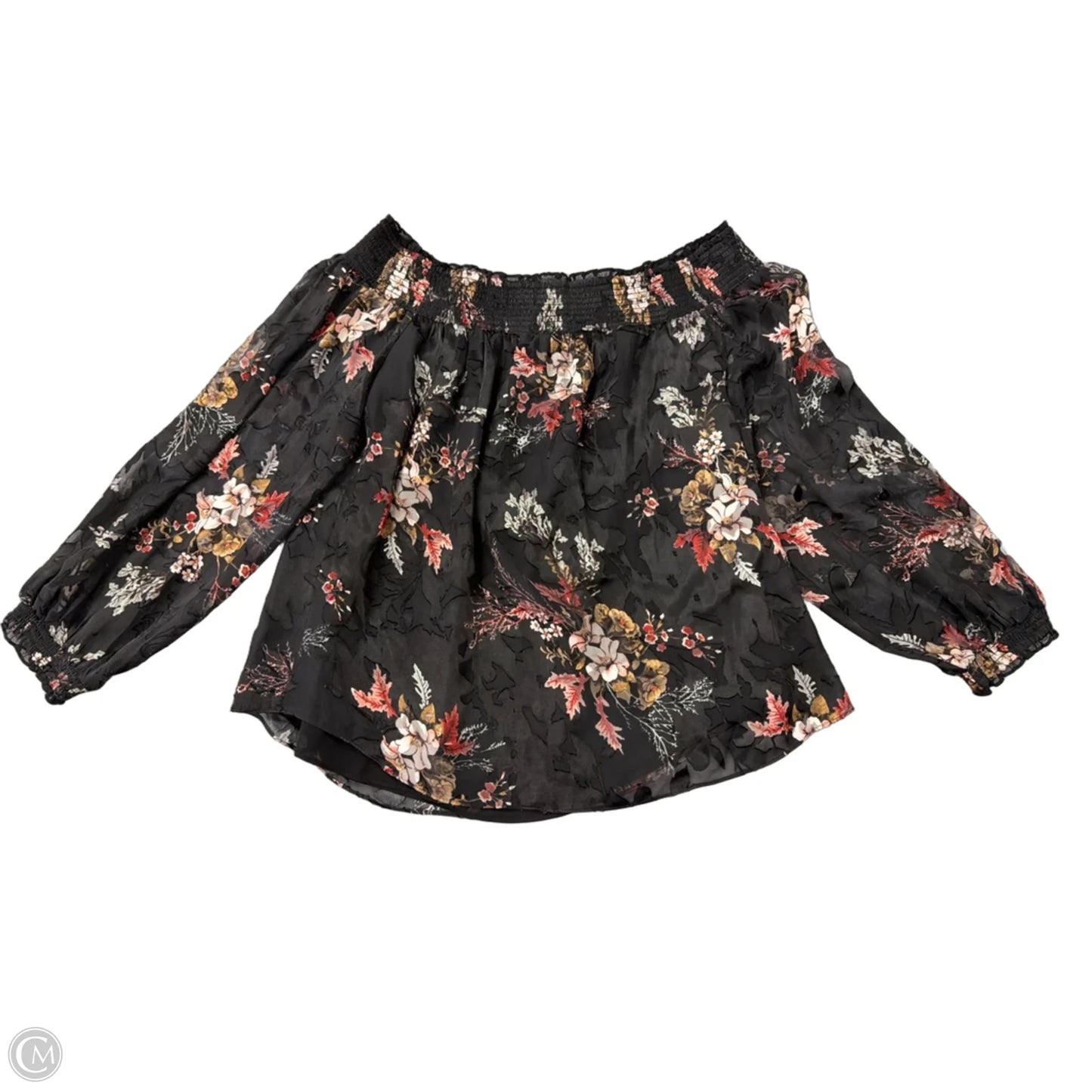Top Long Sleeve By White House Black Market In Floral Print, Size: Xl