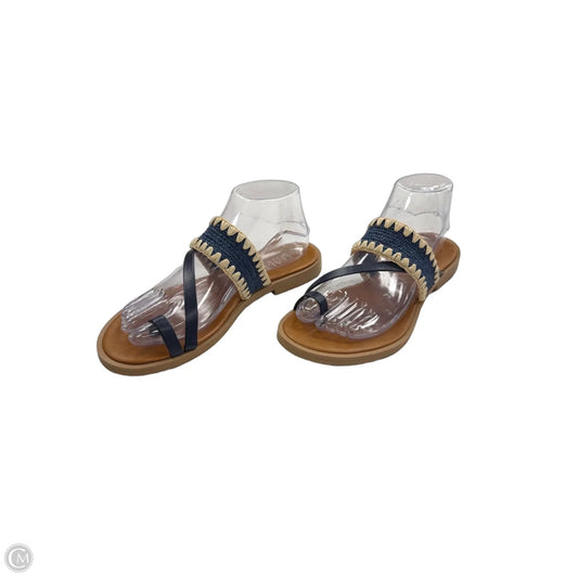 Sandals Flats By Italian Shoemakers In Blue & Cream, Size: 7.5
