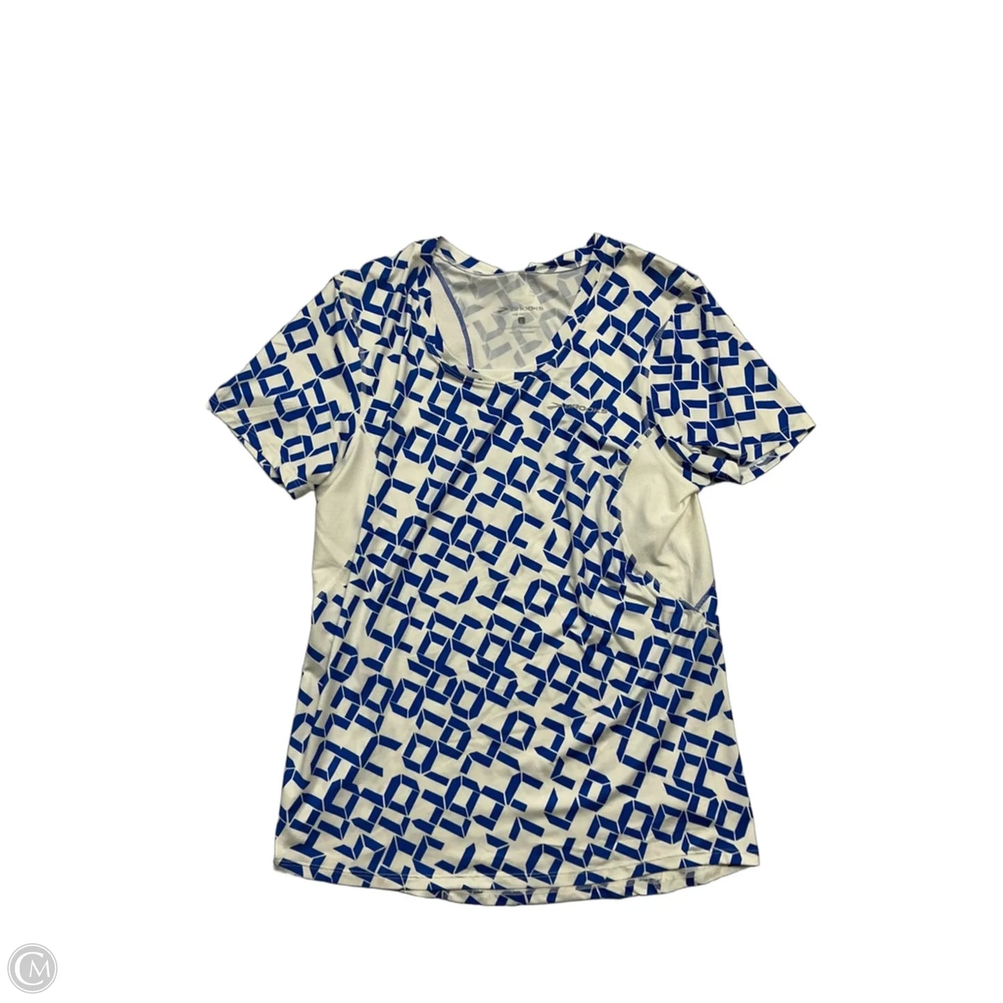 Athletic Top Short Sleeve By Brooks In Blue & White, Size: L