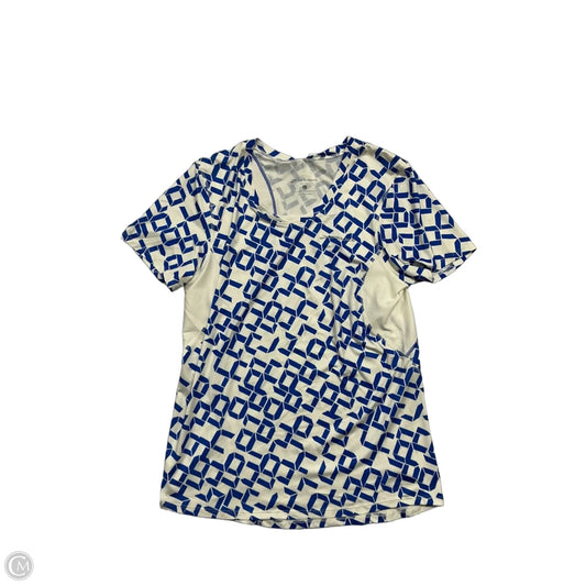 Athletic Top Short Sleeve By Brooks In Blue & White, Size: L